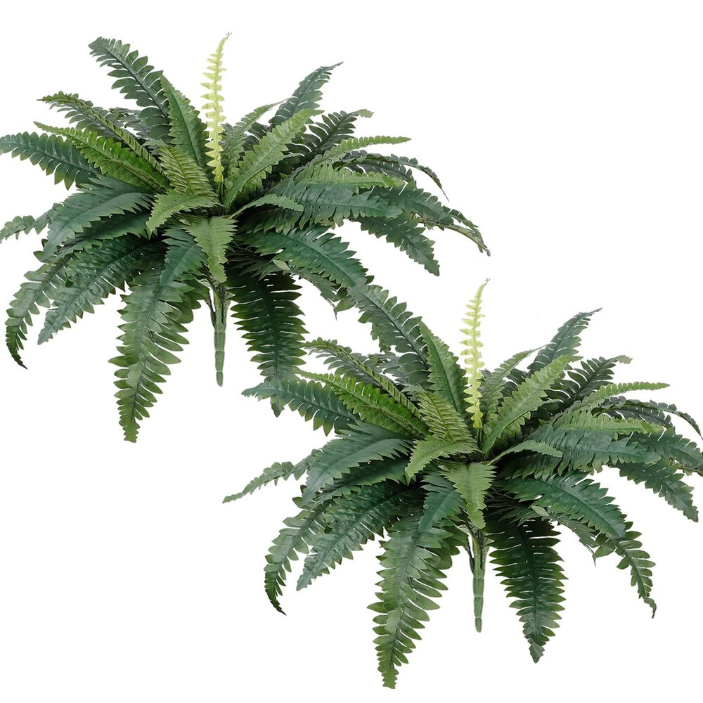 3008 Artificial Ferns for Outdoors Set of 2 Bouquets 30" Diam Large Long - Picture 1 of 8